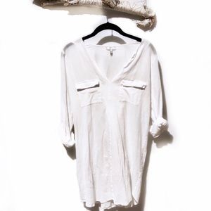Joie white cotton crinkle gauze tunic dress